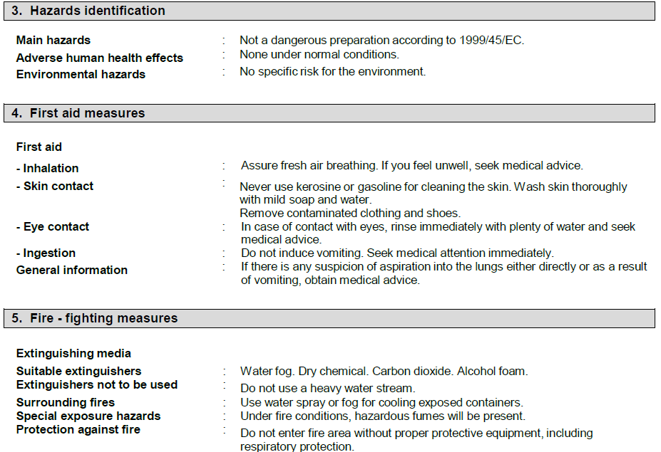 Material Safety Data Sheet