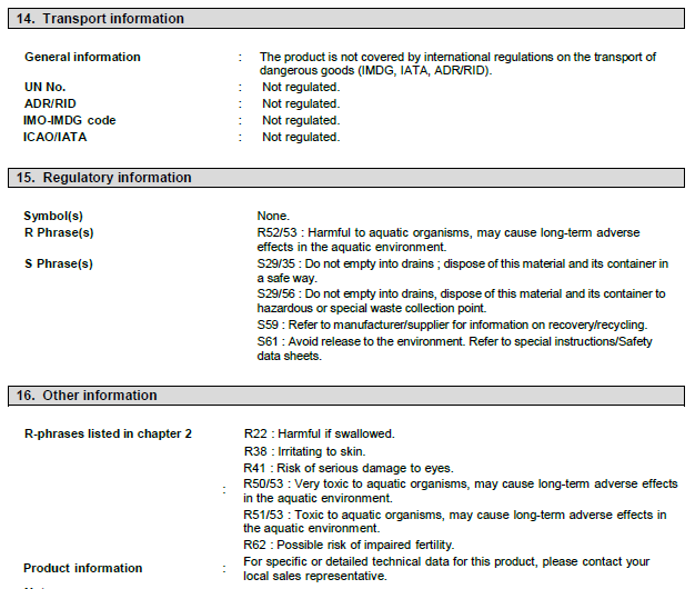 Material Safety Data Sheet