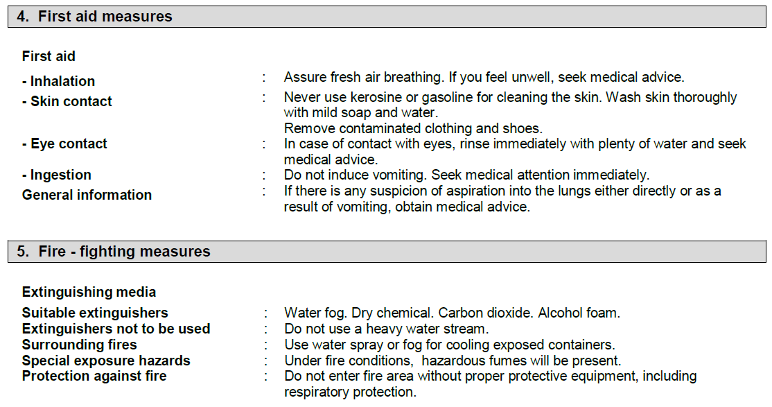 Material safety data sheet