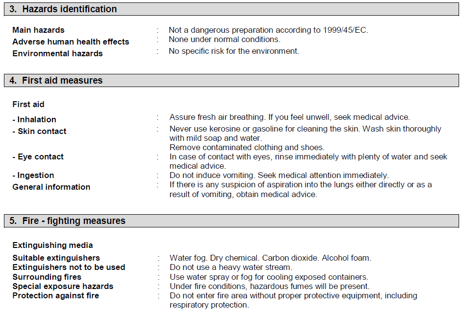 Material safety data sheet