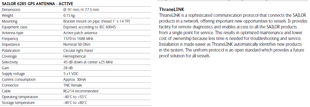 SAILOR GPS ANTENNA-ACTIVE