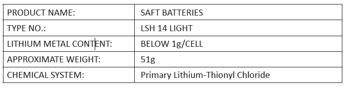 BATTERY SAFETY DATA SHEET EPIRB