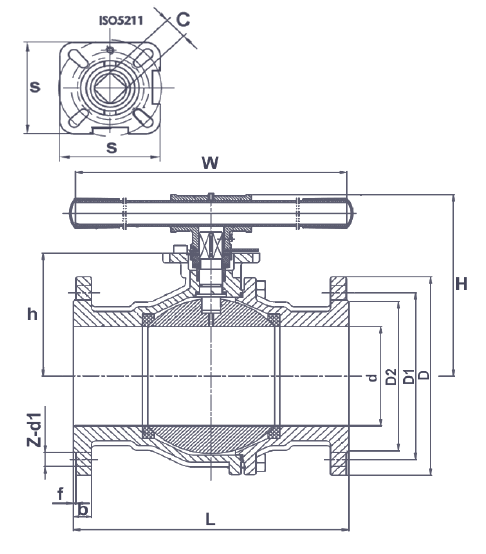 Marine Ball Valves type Stainless Steel 2-Piece Ball Valve Dimension