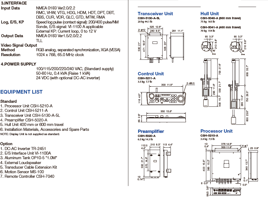 Furuno CSH-5L MARK-2 Specification