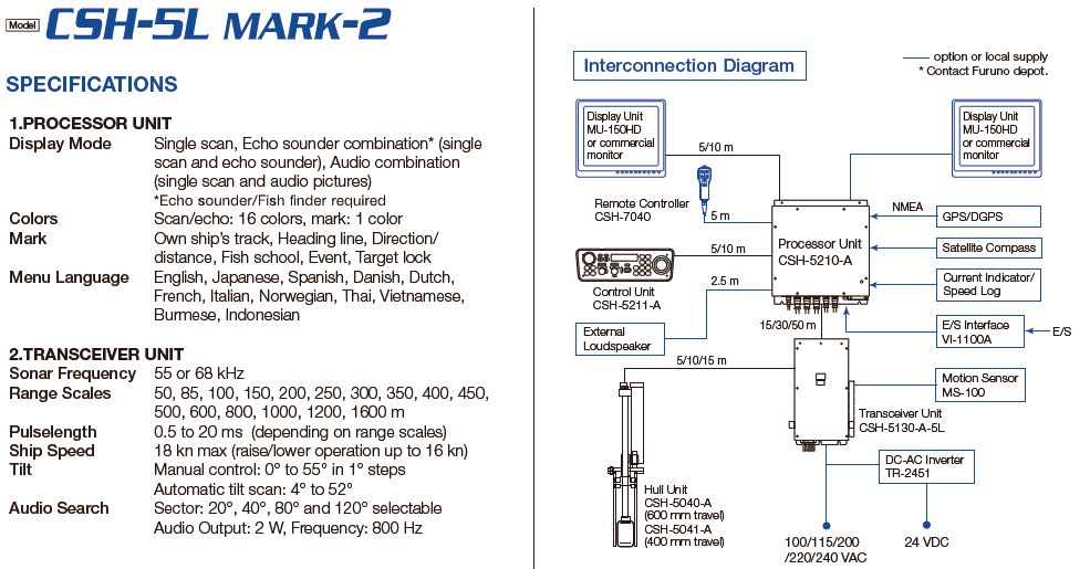 Furuno CSH-5L MARK-2 Specification