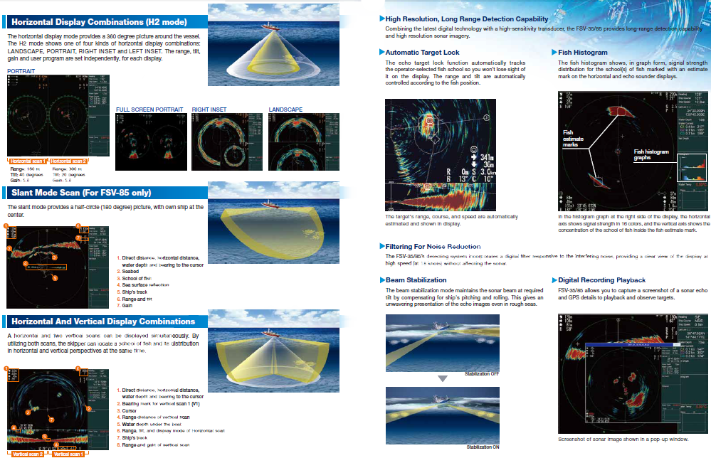 Horizontal Display Combination, Slant Mode Scan, Horizontal And Vertical Display Combinations