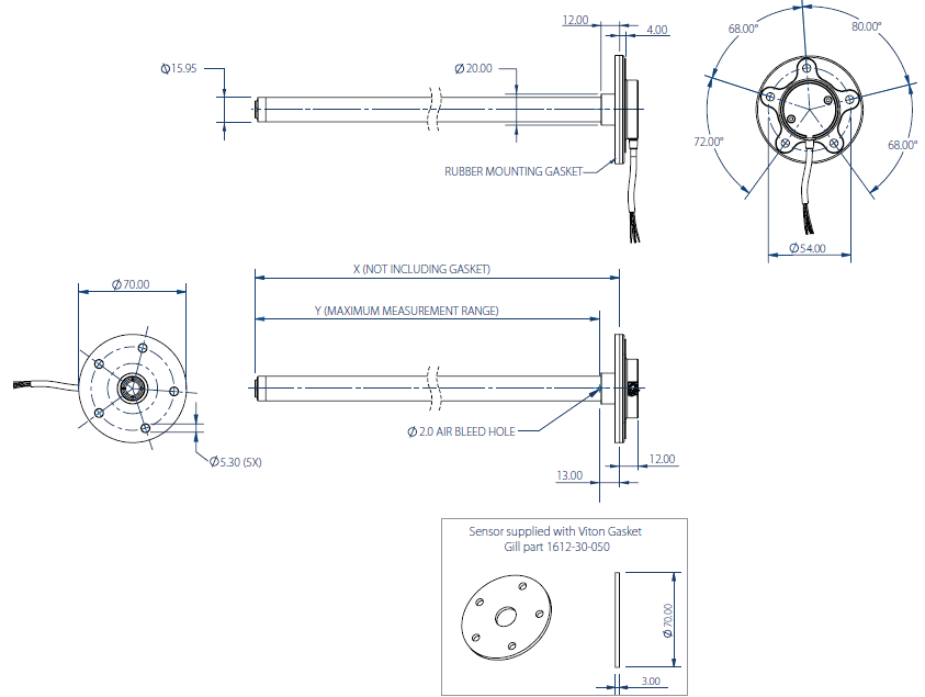 Industrial Liquid Level Sensor Dimension