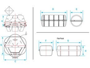Liferaft SOLAS OCEANO, Throw Over-board drawing