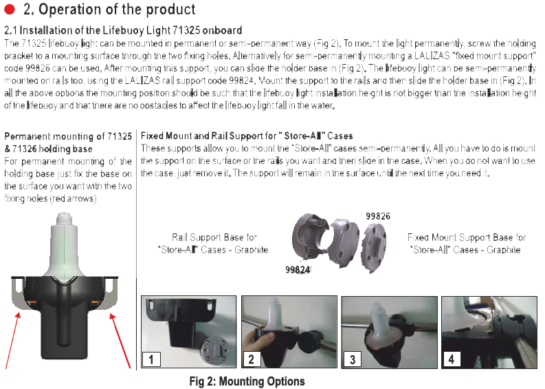 Operation of the product