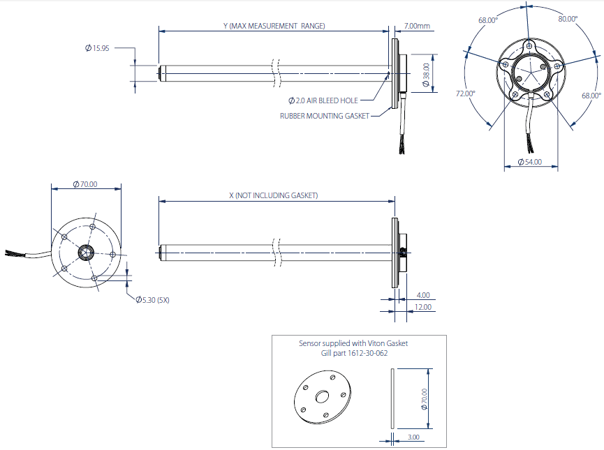 Stainless Steel Level Sensor Dimension
