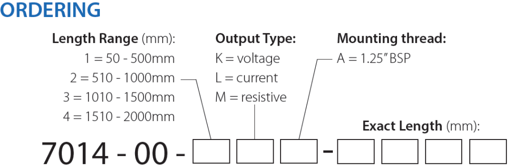 VISCOUS LIQUIDS LEVEL SENSOR ORDERING