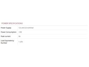 Power Specifications