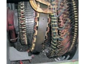 Damaged generator rotor following failure due to overspeed