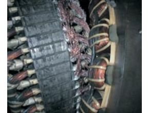 Detail of damaged generator rotor following failure due to overspeed