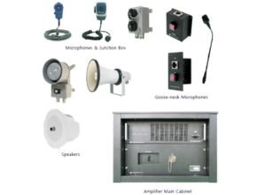 Microphones & Junction Box, Speakers, Goose-neck Microphones, Amplifier Main Cabinet