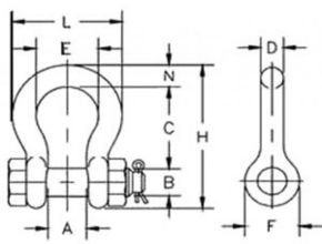 CROSBY G-2130 BOLT TYPE ANCHOR SHACKLES Drawing