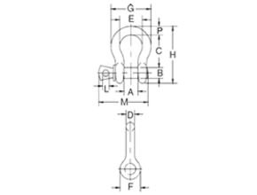 CROSBY S-209T THEATRICAL BLACK SHACKLES DIMENSIONS